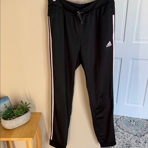 Adidas pink 3 stripes track pants